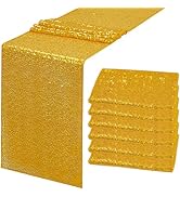 6 Pack Gold Sequin Table Runner Sequin Table Cloths 12" x 72" Sparkle Table Runner Sequin Runners...