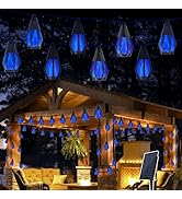 Solar String Lights for Outside, 21Ft Solar Patio Lights with 10 Flickering Flame Light Bulbs, Wa...