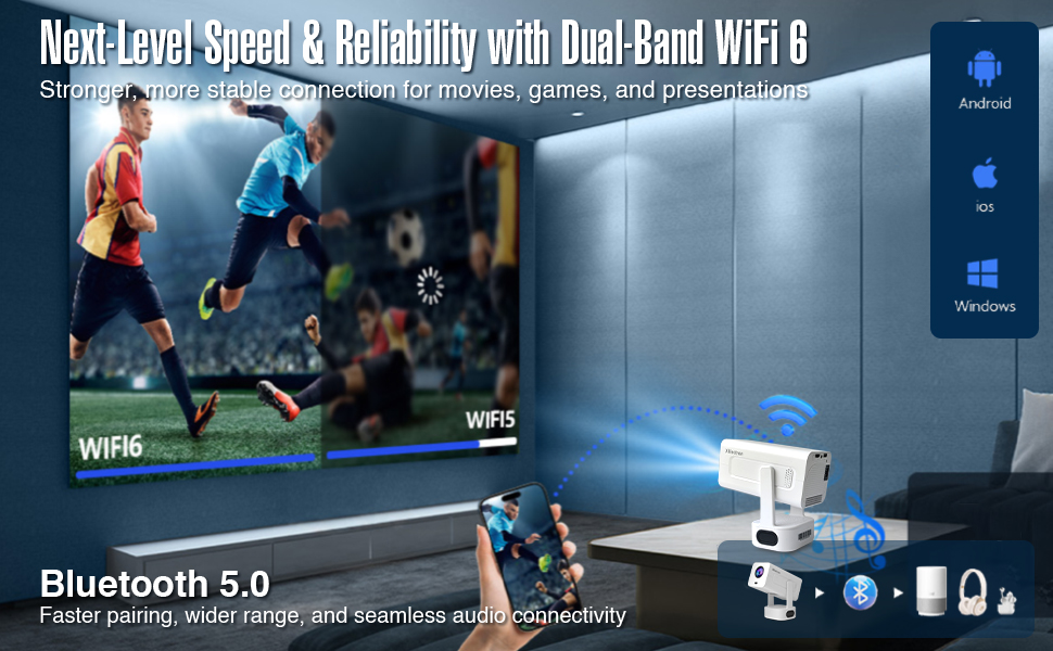 XElectron Techno Smart Projector, FUll HD, 4K Support, Android 13, rotatable design.