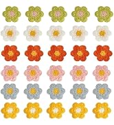 30Pcs Flower Patches, 6 Colors Daisy Sew On Embroidered Appliques, for Clothes Backpacks Jeans Ha...