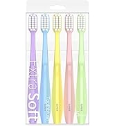 SUREE Extra Soft Toothbrush for Sensitive Teeth and Gums (5 Pack), Ultra Soft Toothbrush with 100...