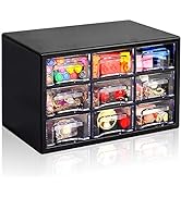 FODIENS Desk Storage Organizer with 9 Drawers, Stackable Desktop Craft Drawer Cabinet, Clear Stor...