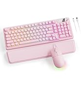 EWEADN C98 Wired Keyboard and Mouse Combo, Wired Computer Keyboards with Wrist Palm, Double-Shot ...