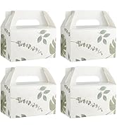 NyuOurea 10 PCS Green Leaf Gable Favor Treat Boxes, 6.5 x 4 x 4 Inches Gift Box with Handle, Good...