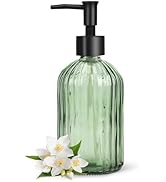 Topsky Glass Soap Dispenser with Black Plastic Pump, 400ml Liquid Hand Soap Dispenser, Rustproof ...