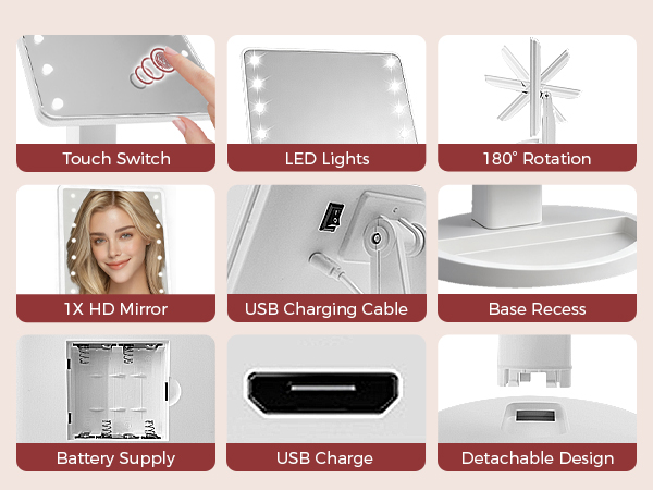 christmas gifts for teen girls 180° rotation, touch dimmable brightness, dual power, memory