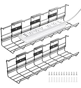 2 Pack DELAMU Under Desk Cable Management Tray, Metal Cord Cable Organizer for Desk, Easy Install...