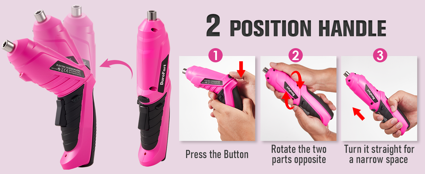 Pink Cordless Electric Screwdriver Set