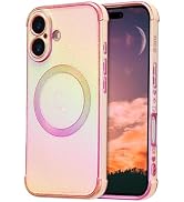 ZTOFERA Magnetic Case for iPhone 16 Case 6.1",Cute Luxruy Iridescent Case with Love Hearts Patter...
