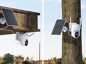 Solar powered security camera offers optional Ceiling/wall mounting