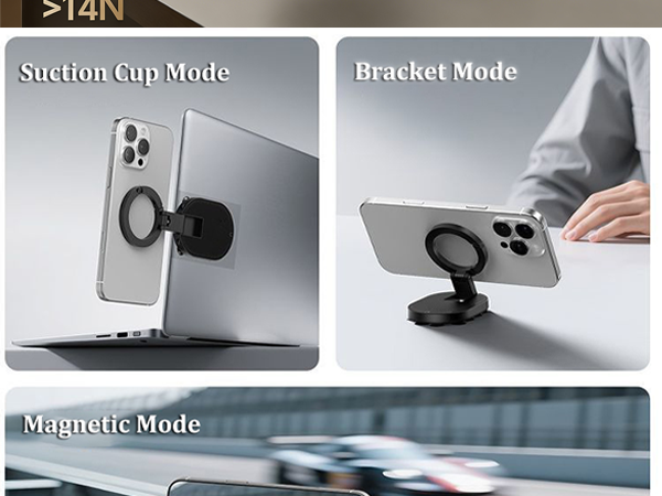 3-in-1 Magnetic Suction Cup Phone Mount with Suction