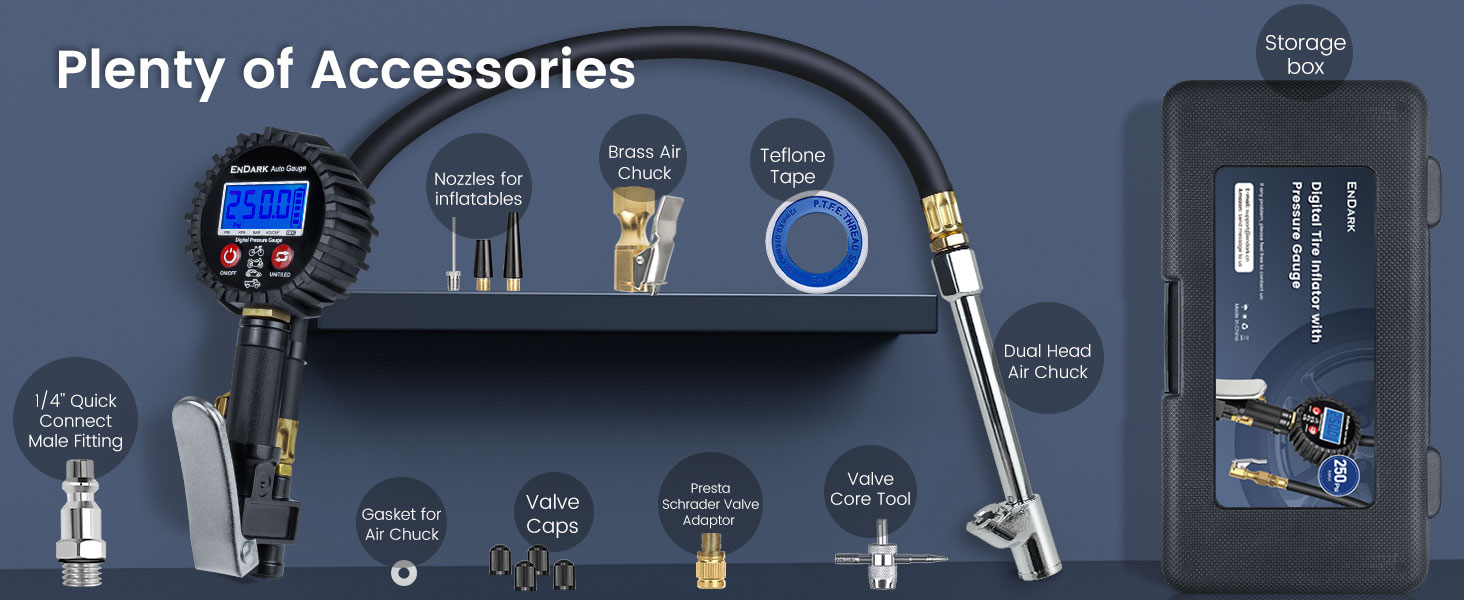 airchuck compressed preassure performance precision lnflator rubber inflated guages blow handle