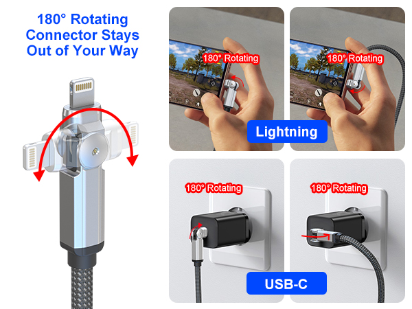 usbc to lightning charging cable right angle