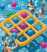 Jasonwell Tic-Tac-Toe Pool Toys Games - Giant Floating Tic Tac Toe Game Float with 10 Balls Pinea...