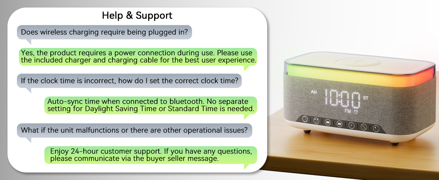 Wireless Charging Alarm Clock Speaker