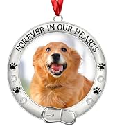 PAIVSUN Dog Memorial Photo Ornament 2025, Forever in Our Hearts Metal Hanging 2.5" Picture Frame ...