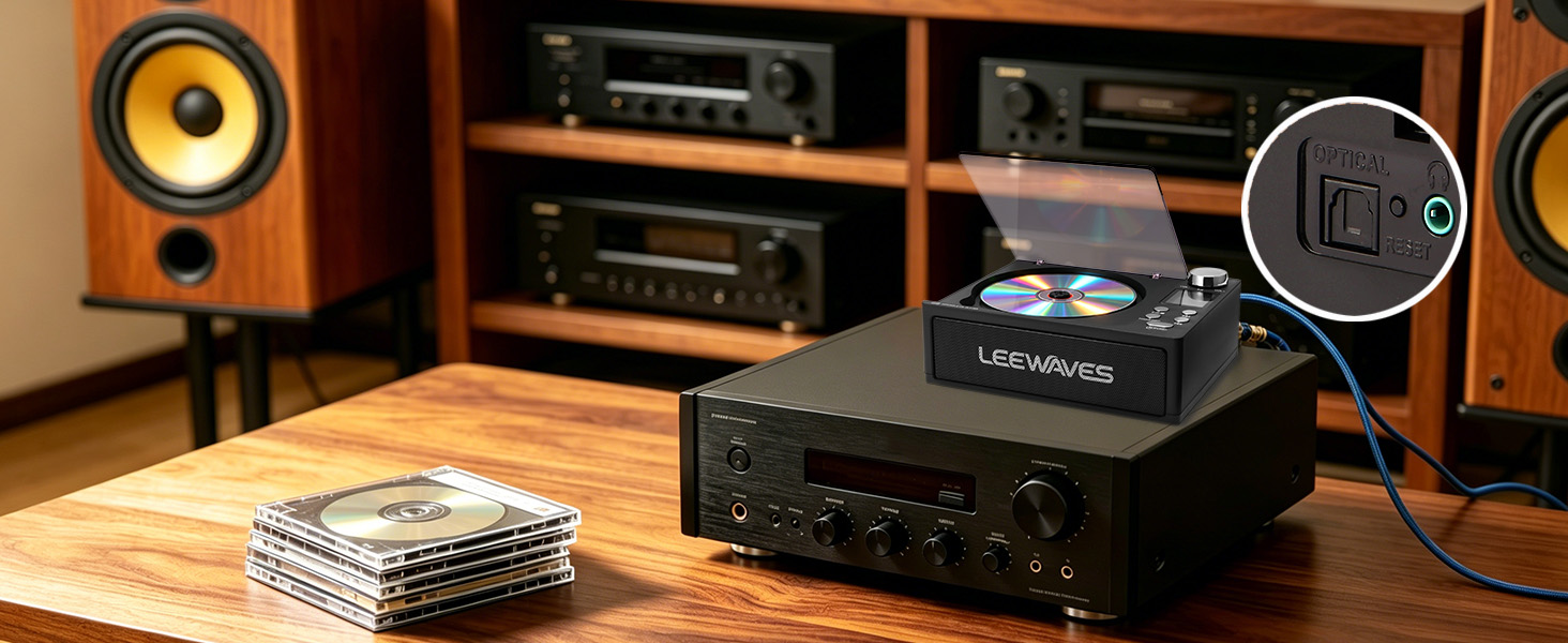 Optical (SPDIF) output sends CD-quality digital signal straight to your amplifier or DAC.