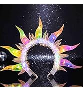 DRESBE Light Up Fire Headband LED Sun Goddess Halo Headbands Flame Party Rave Hair Accessories fo...