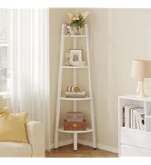 Hoctieon Corner Shelf, 4-Tier Corner Bookshelf, Rustic Corner Ladder Shelf, Industrial Display Sh...