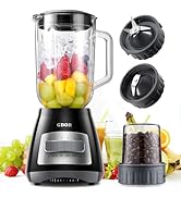 GDOR Blender, 52 Oz Glass Jar, Multi-Function Kitchen Blender &amp; Grinder Combo, 9 Functions with S...