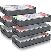 90L Under Bed Storage Containers, 6 Pack Underbed Closet Storage Organizer System, Moving Bags wi...