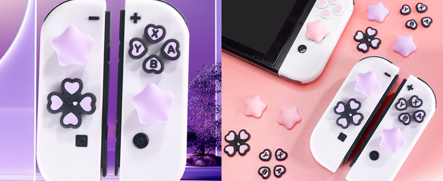 Cute Switch Joycon Thumb Grip Caps, Kawaii D-Pad Button Cover