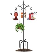 Tegarbed Heavy Duty Double Shepherd Hooks for Outdoor with 5-Prong Base, 72inch Adjustable Decora...