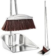 VOOWO Broom with Dustpan Combo Set, 46" Stainless Steel Broom and Dustpan Set for Home, Heavy Dut...