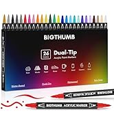 BIGTHUMB 26 Colors Acrylic Paint Pens, Dual Tip Acrylic Paint Markers with Brush Tip and Dot Tip,...
