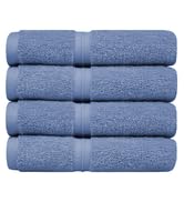 Blue denim cornflower periwinkle 4-piece washcloth set, Turkish cotton wash cloths, soft