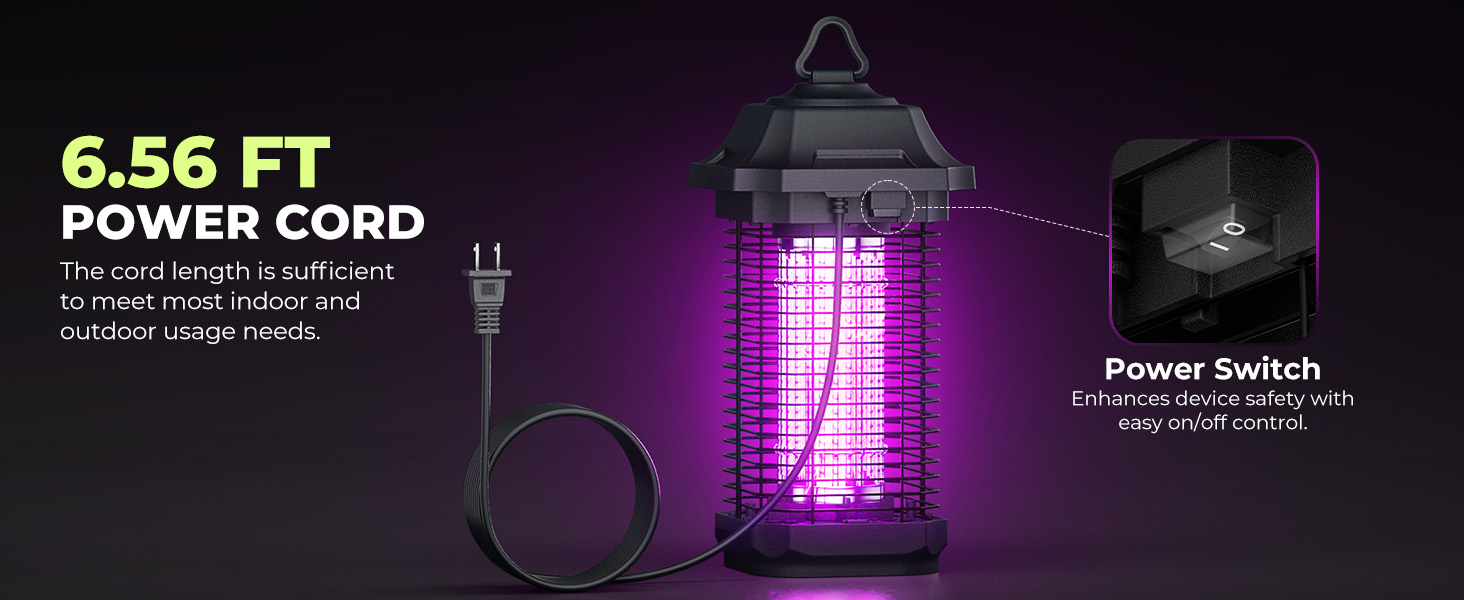 long cable of the bug zapper for different place use