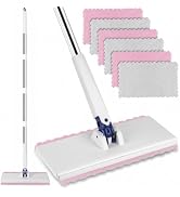 Snap Grip Mini Mop with 6 Washable Pads, Zero-Touch Flat Floor Mop for Wall | Lazy Dry Wet Mops w...