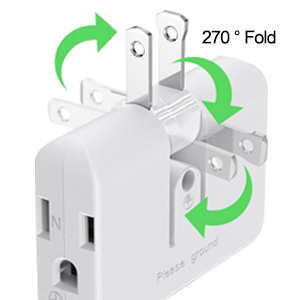 Foldable Compact 3 plug adpter