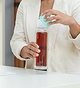 Ever Vessel Glass Multi Water Bottle and Thermal Flask with Tea Infuser 14oz - Double Wall Borosi...