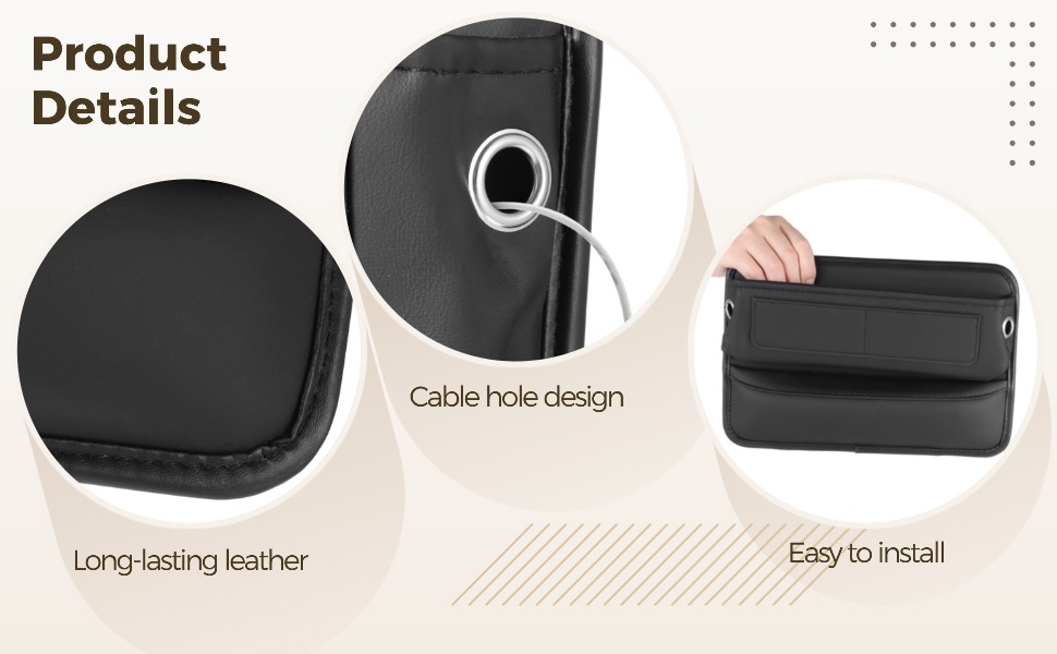 Car Seat Gap Filler Organizer,Center Console Organizer,Excellent Leather Car Organizer