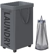 Optish Laundry Basket with Wheels, 90L Rolling Laundry Hamper with Wheels, Large Clothes Hamper o...