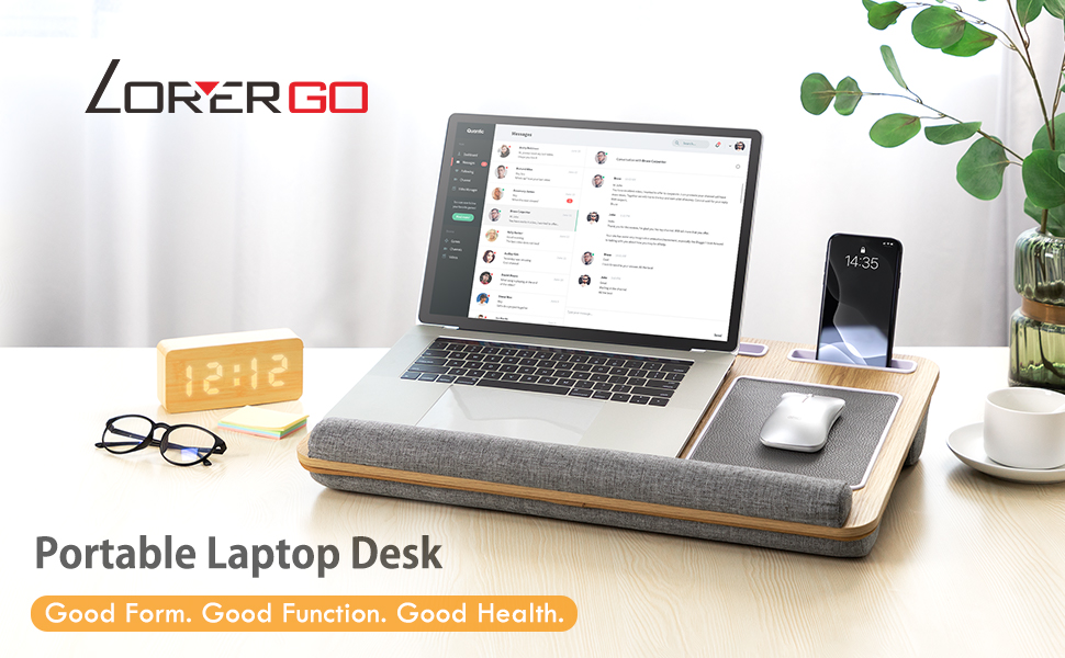 LORYERGO - Lap Desk with Storage Slot & Dual Cushion