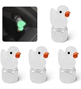 xbrtaia 4 Pack Cute Duck tire Valve caps, Glow in The Dark Tire Valve Caps, Interesting and Pract...