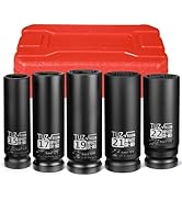 TUZkozs 5 Pieces 1/2 inch Drive Deep Impact Socket Set, Metric,15mm 17mm 19mm 21mm 22mm,Cr-Mo,6-P...
