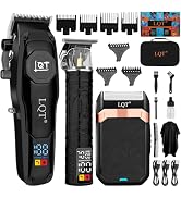 LQT Professional Cordless Hair Clippers for Men, Electric T-Blade Trimmer with LED Display, Long ...
