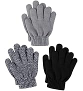 Glooarm 3 Pairs Kids Gloves Winter Gloves Thick Cashmere Magic Gloves Knit Stretchy Warm Gloves B...