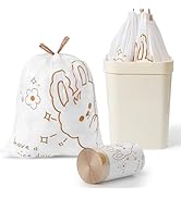 4 Gallon Trash Bags with Cute Rabbit Printed &amp; Drawstring, Tear-Resistant Small Bathroom Garbage ...