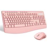 Wireless Keyboard and Mouse Combo, E-YOOSO 2.4GHz Full Sized Ergonomic Wireless Keyboard with Wri...