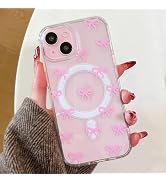 QLTYPRI Magnetic for iPhone 16 Case Compatible with MagSafe, Cute Clear Ribbon Bow Aesthetic Phon...
