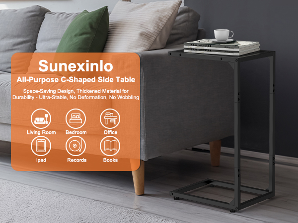 All-Purpose C-Shaped Side Table for Living Room