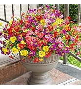 COTEY Artificial Flowers for Outdoors UV Resistant, 12 Bundles Faux Pansy for Hanging Basket Real...