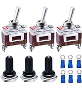 Twidec/3Pcs Waterproof Heavy Duty Toggle Switch 12V DC 30A SPST 2 Position 2 Pin ON/Off Switch wi...