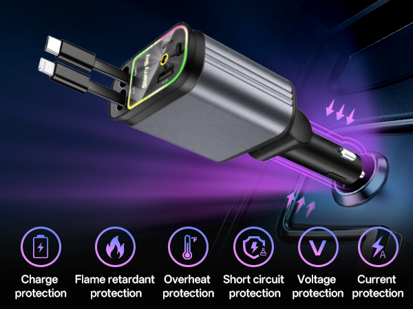 USB C Car Charger with Starry Sky Light