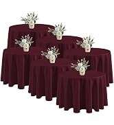 Fitable 6 Pack Burgundy Round Tablecloths - 120 Inches in Diameter - Stain Resistant and Washable...