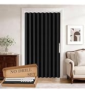 Jilron Accordion Door Curtain Set - 100% Blackout, with Curtain Rod Included, for Bedroom Privacy...